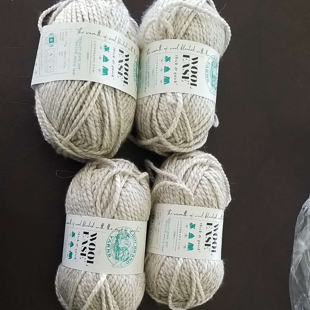 Wool Ease Thick & Quick Yarn in Cream 4 Skeins Matching Dye lots